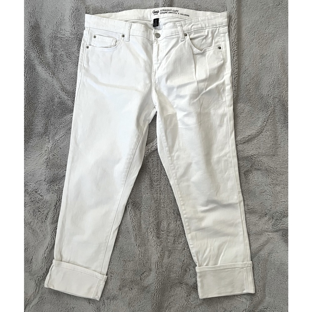 GAP White Straight Cuff jeans